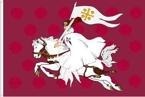 BANDERA ESTANDARTE DE SANTIAGO, SANTO PATRON DE ESPAÑA. Raso Premium 120. Tamaño grande 150x90 cm