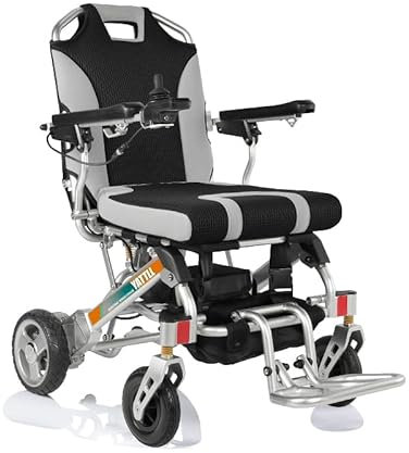 Elektrische Rollstühle YE246 - Ultraleichter und Kompakter Elektrorollstuhl Faltbar Mit Li-Ion Battery 24V 11AH - Sitzbreite 45 cm Gewichtskapazität 135 kg (YE246 - Joystick right side)