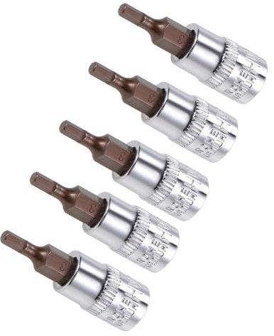 CoCud Hex Bit Uttag, Metrisk H3 (3 mm) Bit 1/4 tum Drive 1,5 tum Lång, S2 legerat stål värmebehandlat CR-V-uttag - (Användningsområden: för fästanordning), 5 delar
