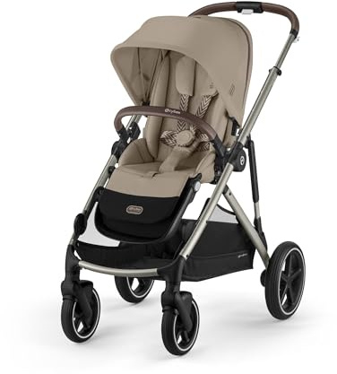 CYBEX Gold Kinderwagen GAZELLE S, ab Geburt-ca. 4 Jahre, Almond Beige | Ab Geburt bis ca. 4 Jahre, max. 22 kg, All-in-1-System, kompakt zusammenfaltbar, Einhand-Gurtsystem, XXL-Sonnenverdeck