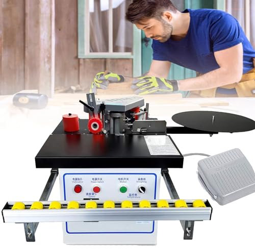 YANGYMM Encoladora de Bordes Manual, Encoladora Bordes PortáTil Doble Cara, Encoladora Bordes para CarpinteríA, 1200 W Encoladora 10 60 Mm Curva/Recta/Irregular, Velocidad de Sellado 2 A 6 M/MíN