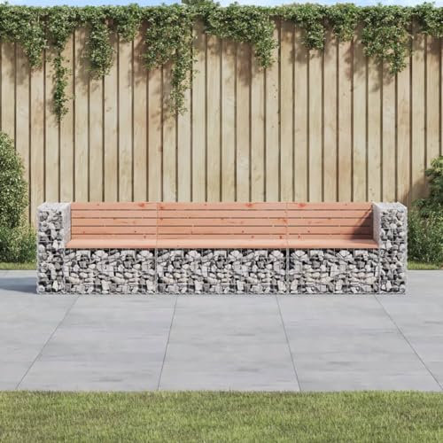 Rantry Banc de jardin Gabion 287 x 71 x 65,5 cm en bois massif Douglas, banc de jardin, chaise de salon
