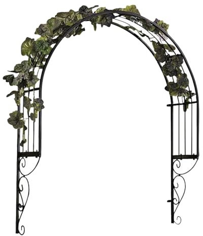 Arco de Rosas de Metal Arco de Jardín Montado en la Pared Enrejado para Planta Trepadora Pérgola para Ventanas Puertas Entrada, 100x25x90cm, Negro