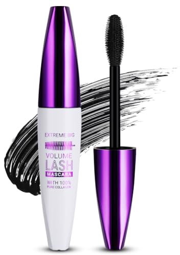 5D Silk Fiber Mascara Waterproof, Schwarz Wimperntusche für Empfindliche Augen, Langlebige Volumizing Curling Verlängerung Make-Up für Weihnachten, Halloween, Partys, Hochzeiten