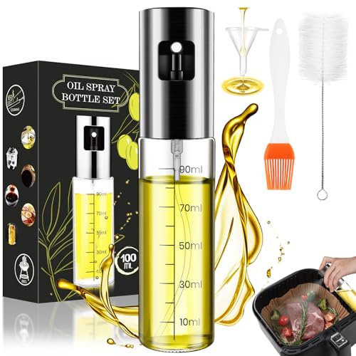 Pulverizador Aceite, Spray Aceite Cocina, Pulverizador De Aceite Para Freidora De Aire, Aceitera Spray Vidrio Vaporizador De Aceite De Oliva Con Cepillo Para Aceite, Embudos, Cepillos Limpieza