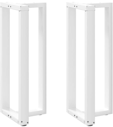 vidaXL Bartischbeine T-Form 2 Stk. Weiß 50x35x(100-101) cm Stahl