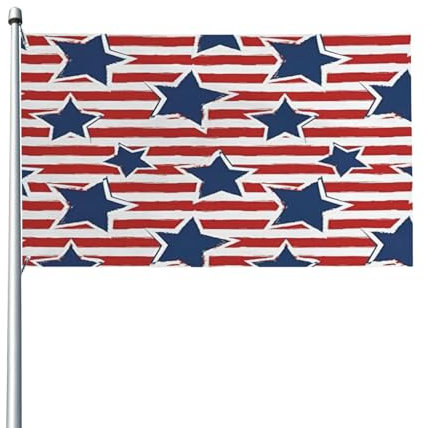 Rot-weiße Stern-Flagge, bedruckt, 90 x 152 cm, Outdoor-Flagge, Garten, Terrasse, Innenbereich, Heimdekoration, alle Jahreszeiten, Urlaubsflaggen