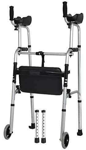 Rollator, aufrechter Gehwagen für große Senioren, mit Armlehne und Rädern, faltbarer, höhenverstellbarer Gehwagen für Behinderte mit eingeschränkter Mobilität (Stil: ohne Sitz) Hallo (mit Sitz) (