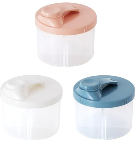 Dispensador De Polvo De Leche Portátil De 3 Partes, Dispensador De Leche En Polvo, Fórmula De Vidrio En Polvo, Dispensador De Leche Para Bebés, Caja De Leche De Viaje (Rosa, Beige, Azul Oscuro).