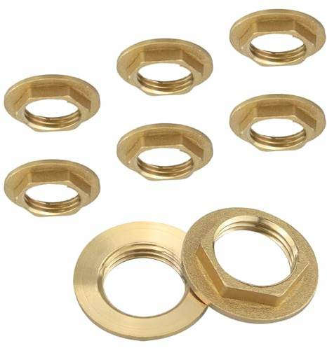 8 tuercas de bloqueo hexagonales con brida, contratuerca de hexagonal, rosca interior de 1/2 pulgadas, tuerca hexagonal de latón, tuerca de montaje sanitario, para baño, lavabo, accesorios sanitarios