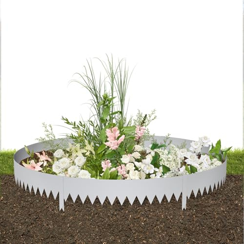 LILIIN Raseneinfassung Flexible Verzinkte Rasenkante, 100cm x 20 cm Hoch Mähkant Palisade Gartenbeet mit Dornen, Wetterfeste Beetumrandung Garten Pflasterkante (Verzinkt, 10 Stück, 10 m)