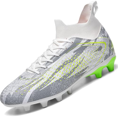 situkeke Scarpe da Calcio Uomo Scarpe da Calcetto FG AG Tacchetti Professionale Adolescenti Calzature da Calcio Ragazzo Scarpe per Competizioni e Allenamento,White,EU40
