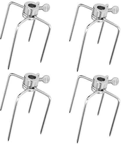 SLQM 4 PCS Fleischklammer für Drehspieß, Fleischnadeln für Grillspieß Edelstah, Vierzinken-Spieße, für Fixierung von Grillgut, Schaschlik und vieles mehr, für 8 MM Quadratische Spießstangen