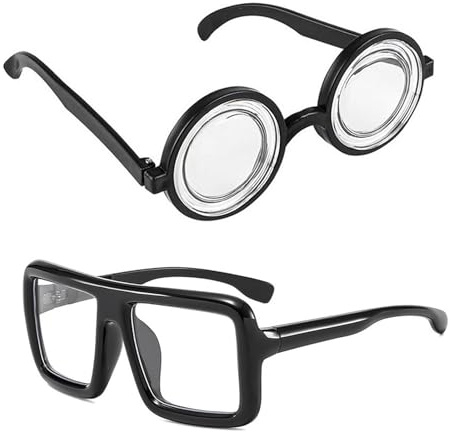MINGJAY Anteojos de Nerd,2 Piezas Gafas Nerd,Gafas de Fiesta Nerds,Gafase de Mago Retro Gruesas y Divertidas,Gafase para Carnaval,para Carnaval,Mardi Gras,Fiesta Temática,Víspera de Todos los Santos
