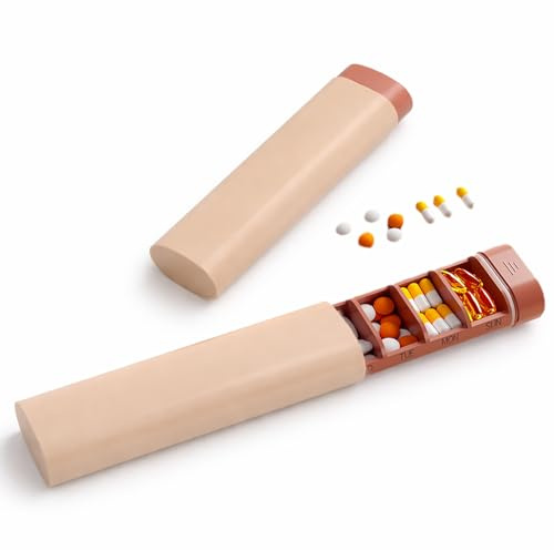 Tablettenbox 7 Tage Tablettenbox Aus ABS Material Leicht Und Robust | 1 Woche Pillendose 7 Tage Feuchtigkeitsgeschützt Einfach Zu Öffnen Reisedose Für Medikamente Und Vitamine (Rosa)