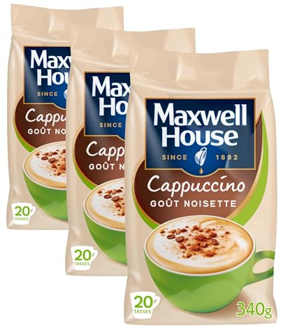 MAXWELL HOUSE CAPPUCCINO NOISETTE CAFE SOLUBLE SACHET 340 GR (Lot de 3)