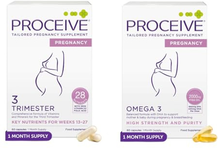 Proceive® Pregnancy Trimester 3 (28 Weeks) Vitamin & Mineral Supplements Bundle - 60 Capsules - with Proceive Pregnancy Omega 3