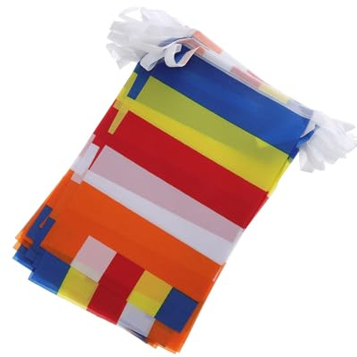 NOLITOY Bandiera Buddista a Cinque Colori in Poliestere Striscione di Preghiera Tibetano Appeso per Tempio e Decorazione Esterna Decorazione Religiosa Resistente per Uso Interno ed
