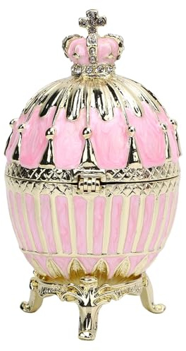 Naroote Easter Egg Trinket Box, Enameled Jewelry Box, Unique Decorative Metal with Zinc Alloy Construction, Ideal for Home Decoration (Pink)