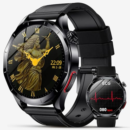 Lgnitek 2026 Nuevo ECG Reloj Inteligente Hombre con HRV/BMI, 1.43“ AMOLED Smartwatch con 24H Pulsómetro SpO2 Monitor de Sueño, Pulsera Actividad para Android iOS