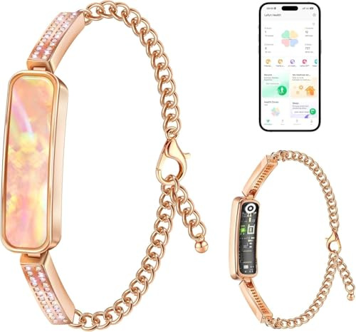 Smart Bracelet for Women, Health Activity Fitness Trackers, 24/7 Heart Rate, HRV, Blood Oxygen & Stress Monitor, 24H Sleep Tracker, Free APP for iOS & Android, Rose Gold