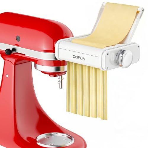 Pasta Attachment for KitchenAid Stand Mixer, 3 in 1 Pasta Maker for KitchenAid Attachment with Detachable Guide Plate, Includes Pasta Roller, Spaghetti Cutter and Fettuccine Cutter