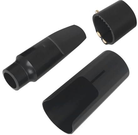 Alomejor Ensemble D'embouts de Saxophone Alto avec Capuchon en Plastique, Ligature en Cuir pour Saxophone Alto Standard, Débutants et Joueurs (BLACK)