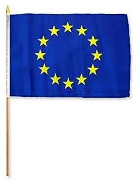 AZ FLAG Drapeau sur Hampe Europe 45x30 cm Polyester Léger Hampe Bois | Usage intérieur et extérieur Drapeau à main européen bords cousus et finition renforcée avec mât en bois