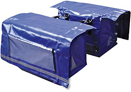 PAPERLINO Zeitungstaschen • 2 Blaue Zustellertaschen für Zeitungswagen, Zeitungsroller & Fahrrad • rundum Reflektoren • Wasserabweisende LKW-Plane • Innenmaße ca. 40x30x30 cm • Zustellerbedarf