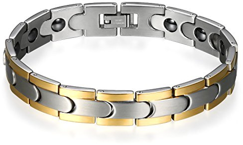 JewelryWe Magnetiskt armband för män, magnetarmband, 12 mm, klassiskt rostfritt stål, polerat, magnetiskt armband, armkedja, present för män och vänner, far, 21.5 centimeters, magnet, utan sten