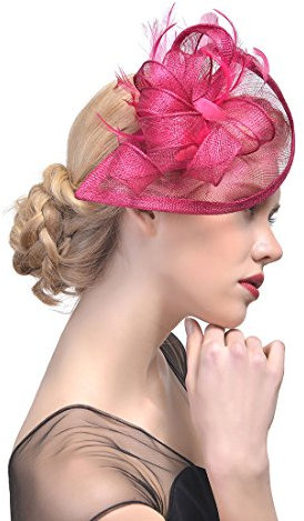 Damen Fascinator Blumen Netz Braut Kopfschmuck Haar Clip Hut Feder Haarschmuck Kopfbedeckung für Party Kirche Hochzeit Cocktail Jockey Club Haar Accessoire Tea Party Hochzeitskirch
