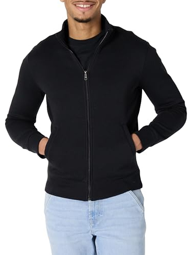 Amazon Essentials Felpa con Collo a Lupetto con Cerniera Integrale Uomo, Nero, L