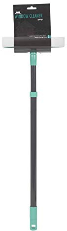 JVL 20-041TQ Rubber Squeegee Sponge Window Cleaner with Extendable Pole, Turquoise,