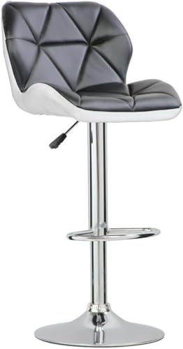 WedDecor Bar Stools with Footrest, Backrest & Base, Faux Leather, 360° Rotatable Swivel Chairs, Adjustable Height, Dining Home and Kitchen Island Counter, Breakfast Bar Stool, Black & White, Set of 1