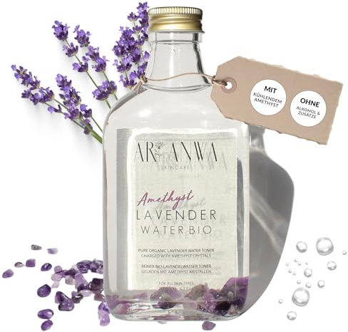 ARI ANWA Skincare Bio Lavendelwasser mit Amethyst 200ml | Beruhigt Haut, entspannt Sinne | Glasflasche, ohne Alkohol
