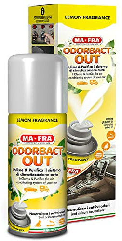 MAFRA, Odorbact Out Lemon Parfum Spray purifiant pour climatiseurs de voiture, neutralise les mauvaises odeurs et libère un parfum agréable au citron, paquet de 150 ml
