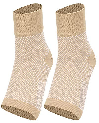 Kn?chelorthese mit Kompression und Fu?gew?lbest¨¹tze f¨¹r Sport ¨C Stabile Kn?chelschutzbandage atmungsaktiv, Gr??e M Hautfarbe, Sportliche Kompressionsbandage mit Archsupport