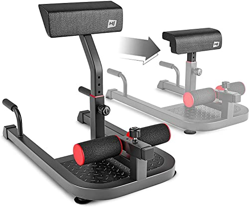 Hop-Sport Sissy Squat Kniebeugentrainer HS-2020SM – Verstellbarer Beintrainer mit Liegestützgriffen & Wadenstütze – Für Bauch, Beine, Po & Rücken – Home Gym Fitnessgerät, Max 120kg