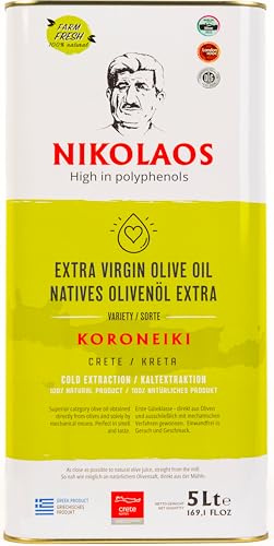 Olivenöl 5 L aus Kreta, Griechenland – „NIKOLAOS“ Premium-Qualität, reich an Polyphenolen, extra nativ, kaltgepresst. Neue Ernte: 2025/2026. MHD: 09.2027