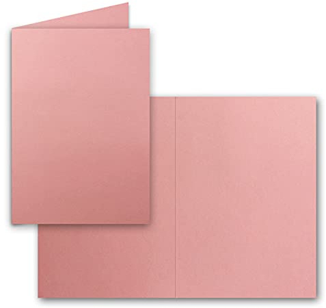 50 Faltkarten B6 - Altrosa (Rosa) - 12 x 17 cm - Blanko Doppelkarten für Einladungen, Grußkarten - für Drucker geeignet - Serie: FarbenFroh