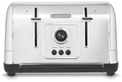 Morphy Richards Venture Brushed 4 Slice Toaster - Brushed Stainless Steel - Defrost Setting - High Lift Feature - 240130