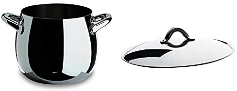Alessi Sg100/24 Mami Pentola In Acciaio Inossidabile 18/10, Lucido & Sg200/24 Mami Coperchio In Acciaio Inossidabile 18/10 Lucido