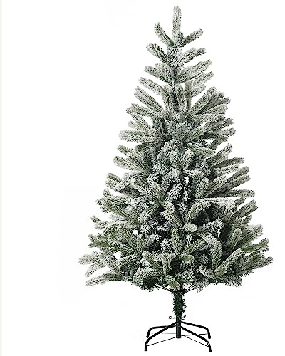 HOMCOM Árbol de Navidad Nevado 150 cm 521 Ramas Ø90x150 cm Verde y Blanco