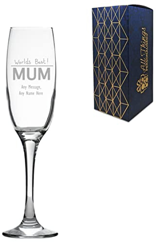Personalised Engraved Mothers Day Champagne Flute, 7.4oz/218ml Glass, Thoughtful Customised Gift, Laser Engraved in The UK, Dishwasher Safe Clear Glass, Dishwasher Safe