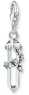 THOMAS SABO Charm-Anhänger Milky-Quarz silber 925 Sterlingsilber, Geschwärzt