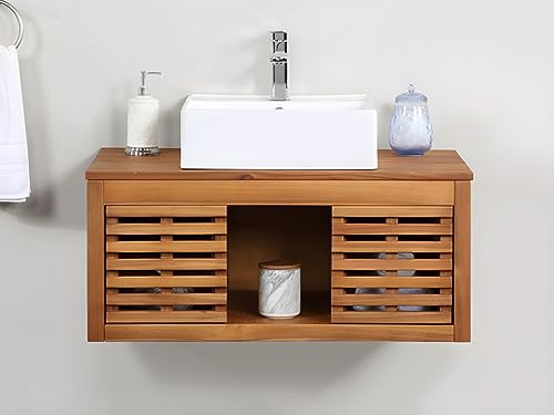 Vente-unique-Mobile bagno sospeso con lavabo semplice 90 cm Antracite - PENEBEL