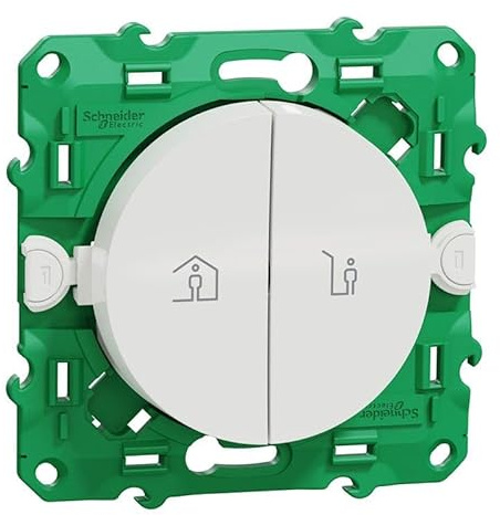 Commande groupée Odace Sans Fil Sans Pile Schneider Electric - 1 logement - Scène entrée/sortie - Blanc