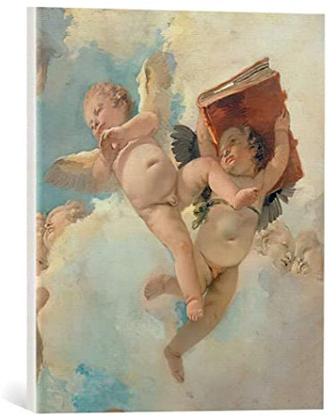 kunst für alle Leinwandbild: Giovanni Battista Tiepolo Engel mit Buch - hochwertiger Druck, Leinwand auf Keilrahmen, Bild fertig zum Aufhängen, 40x50 cm