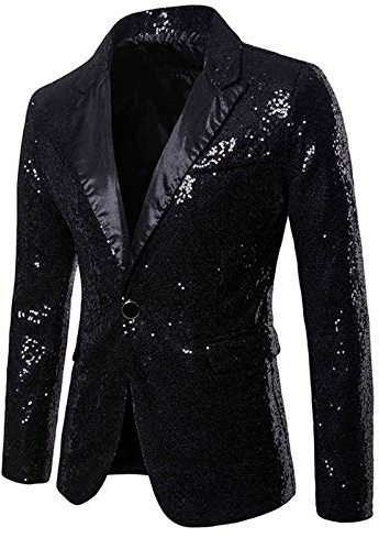 Gefomuofe Veste de costume à paillettes pour homme - Veste de costume de scène - Pour fête costumée - Dîner de luxe - Smoking de bal - Blazer - Haut surdimensionné pour homme - Manteau élégant pour