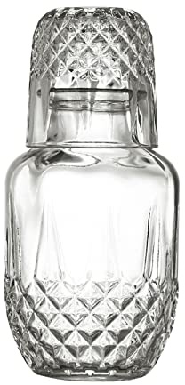 MISNODE Bedside Water Carafe Retro Style Glass Carafe Bedside Water Carafe and Glass Set Practical Durable Glass Water Carafe for Home Office(#1)